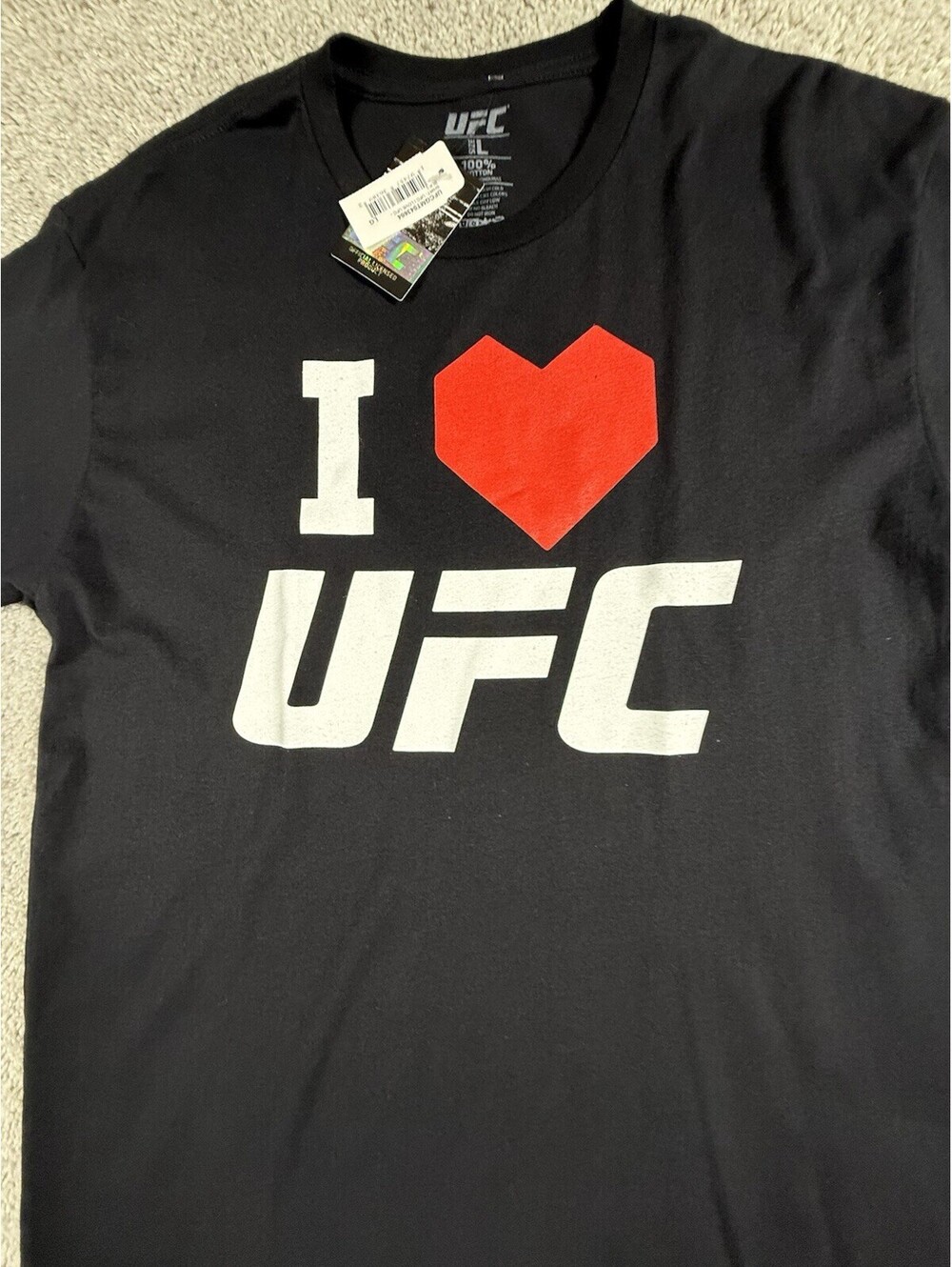 UFC LOGO GRAPHIC T-SHIRT MEN’S BLACK SIZE L 100% COTTON NWT